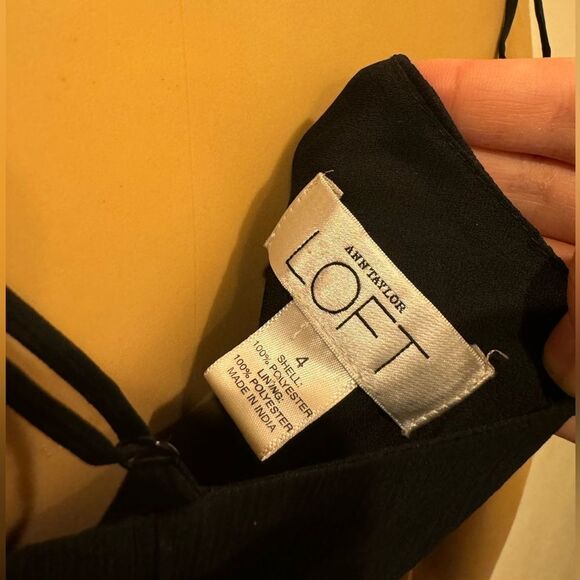 Loft Adjustable Spaghetti Strap Midi Black Dress with Ruffles SZ 4 - Picture 6 of 6